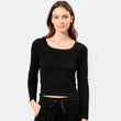 T-Shirt Femme col carré Noir