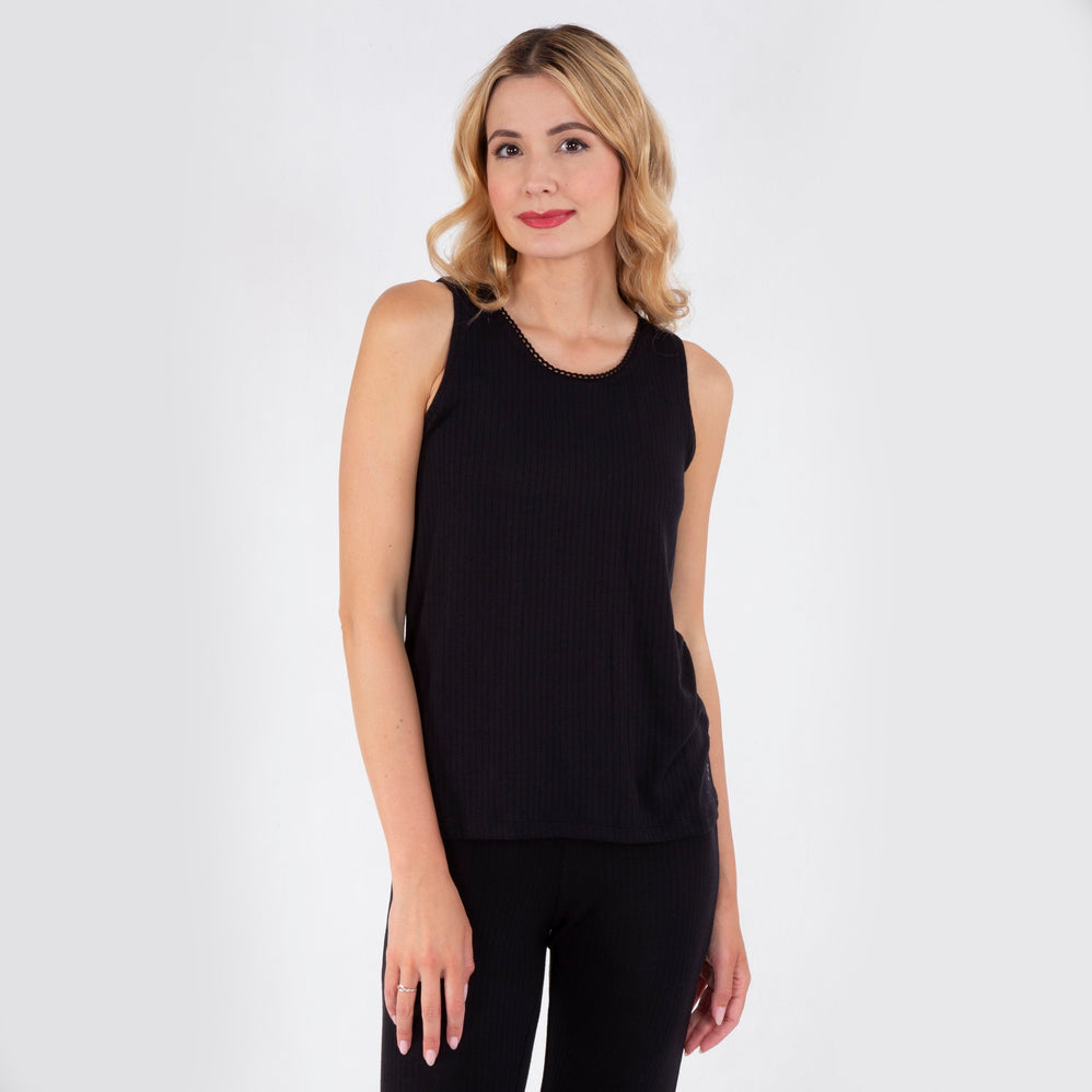 Débardeur Femme tissu côtelé Noir - Isotoner