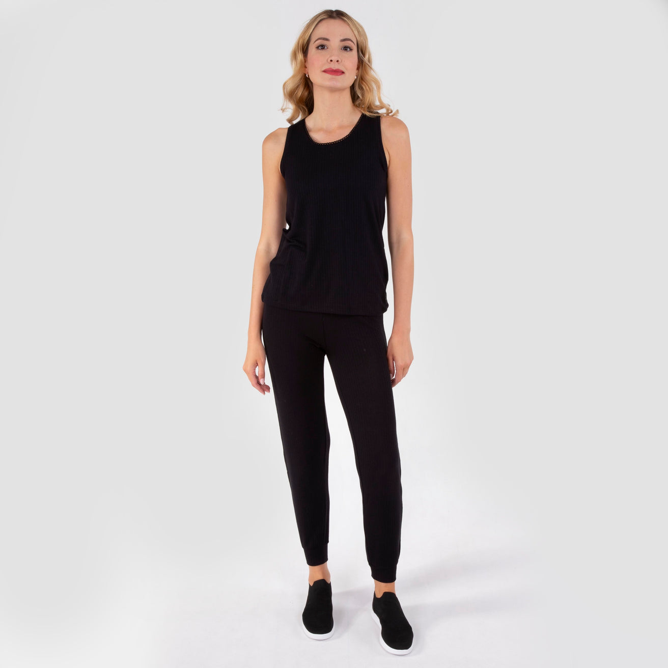 Débardeur Femme tissu côtelé Noir