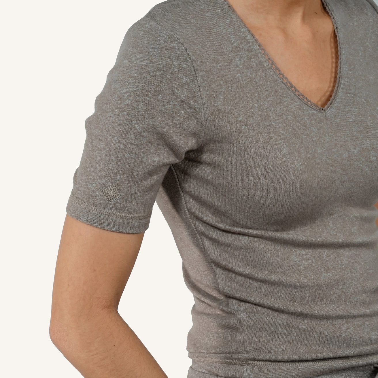 T-shirt à manches courtes Femme Taupe chiné