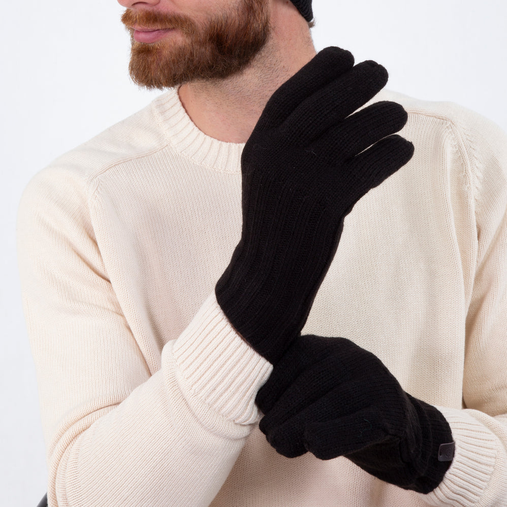 Gants Homme Maille Côtelée Noir - Isotoner