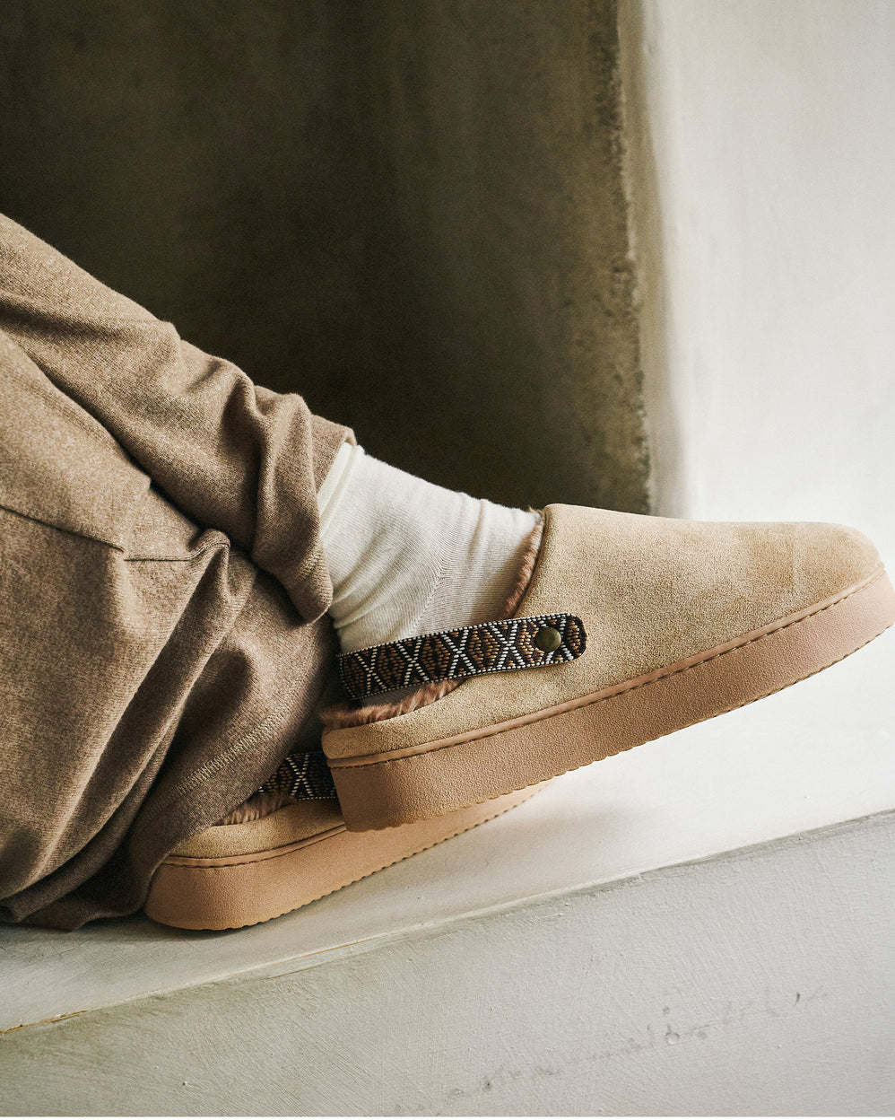 Chaussons Mules plateforme Femme Beige - Isotoner