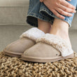 Chaussons mules fourrées Femme Beige