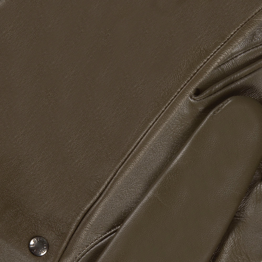 Gants Femme cuir doublé soie Olive - Isotoner