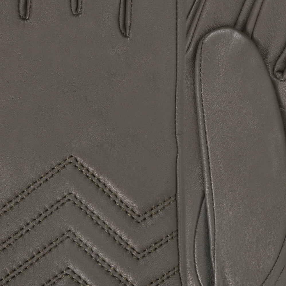 Gants Femme Cuir d'agneau Kaki surpiqûres - Isotoner