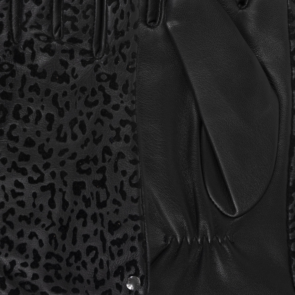 Gants Femme Tactiles Cuir d'Agneau Noir Léopard