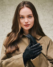 Gants Femme Tactiles Cuir d'Agneau Noir Léopard