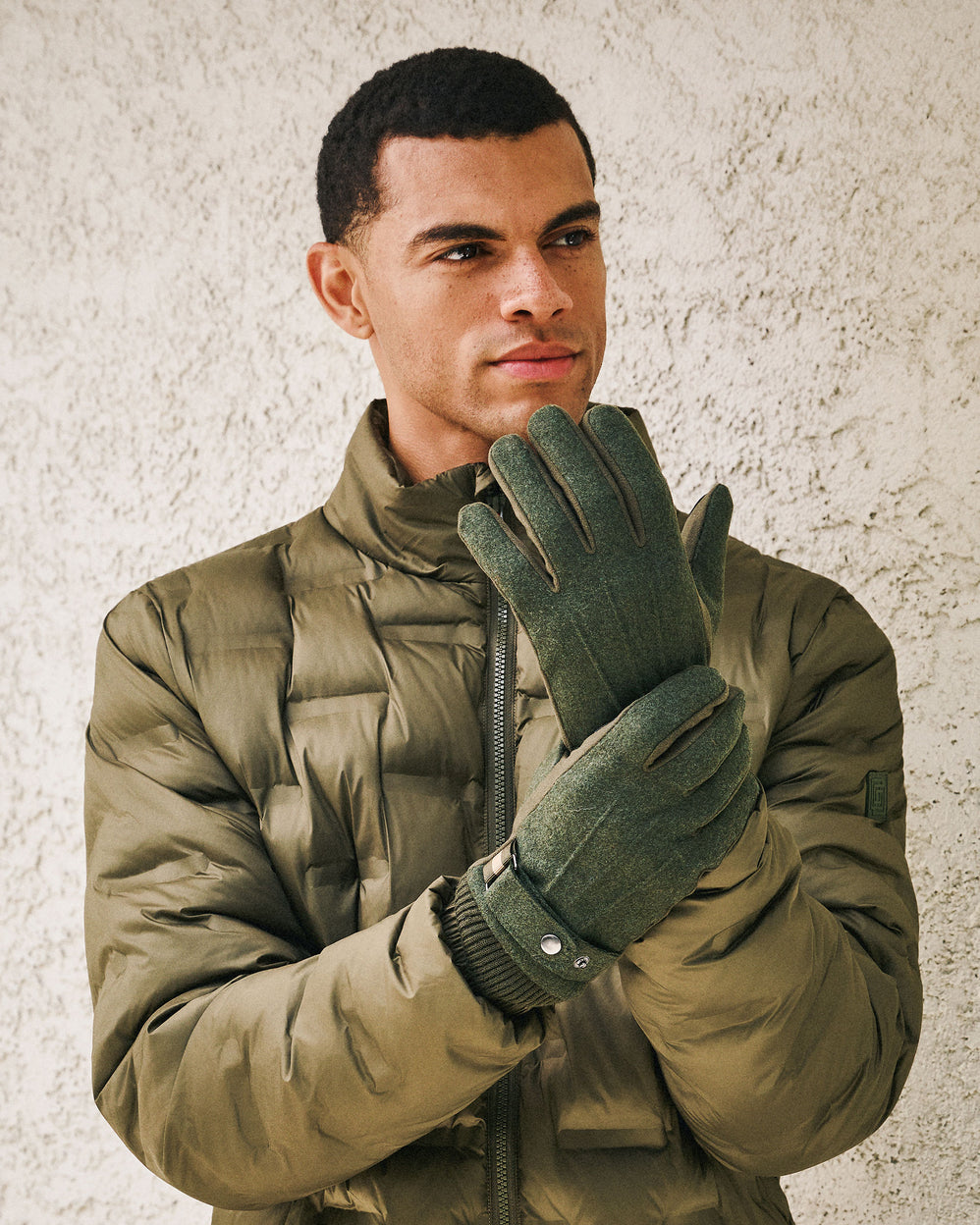 Gants Homme Tissu Microfibre Kaki - Isotoner