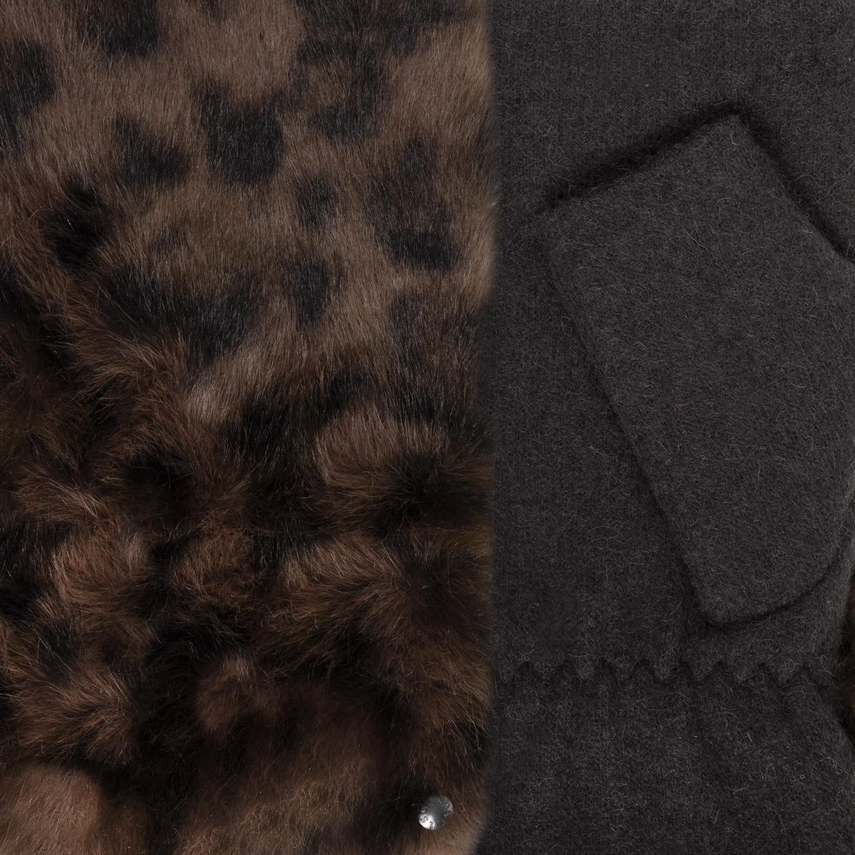 Mitaines Femme Imitation Fourrure Léopard/Marron