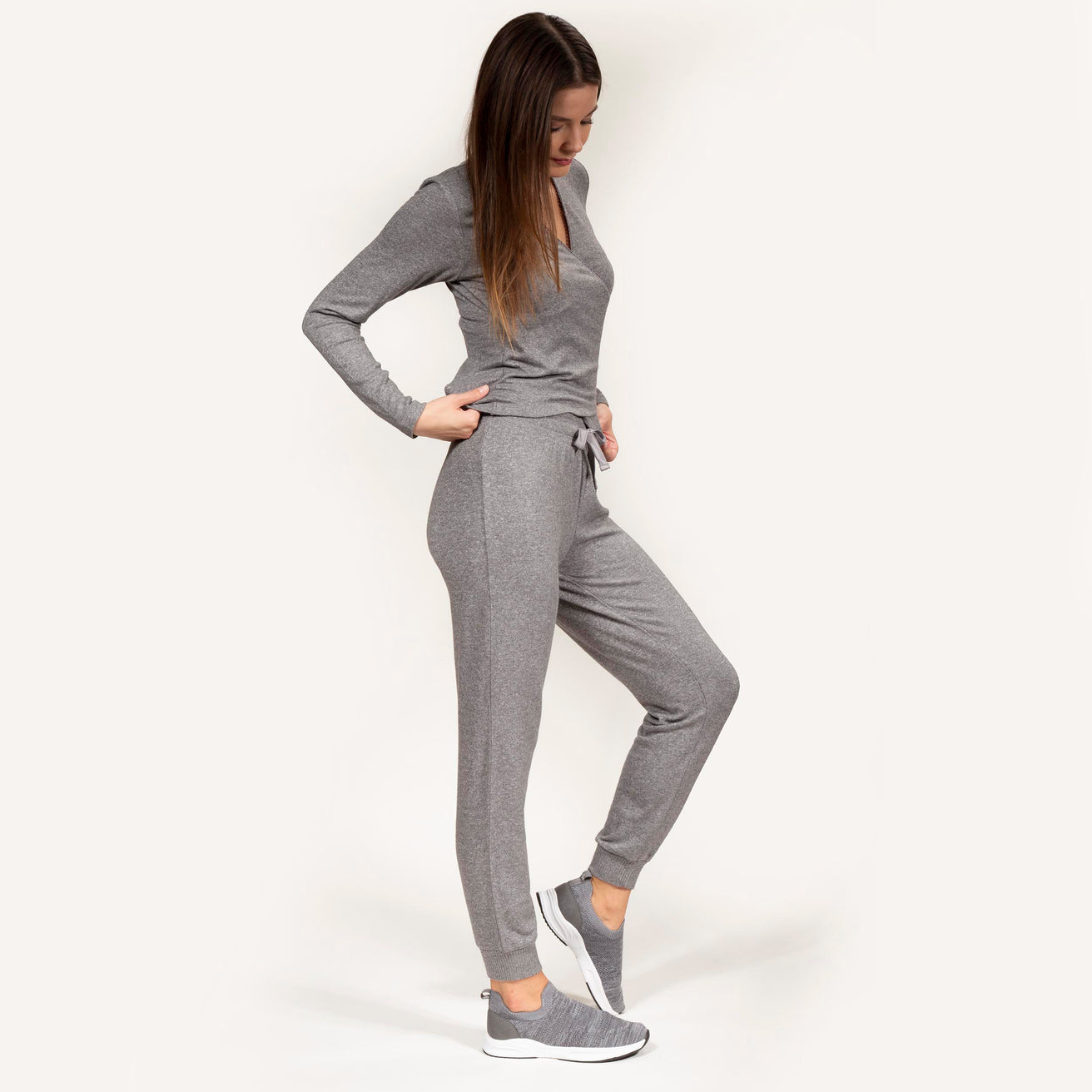 Pantalon jogger Femme Gris chiné