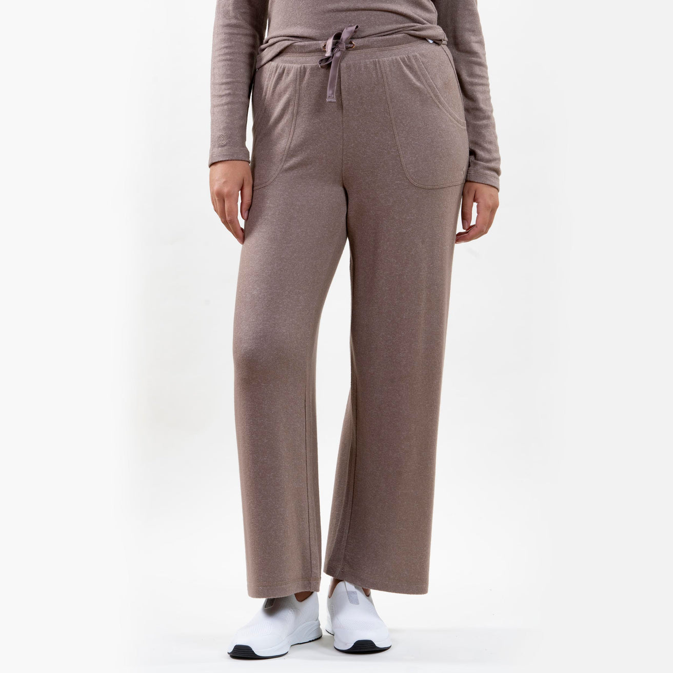 Pantalon large Femme Taupe chiné