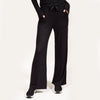 Pantalon large Femme tissu côtelé Noir