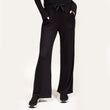 Pantalon large Femme tissu côtelé Noir