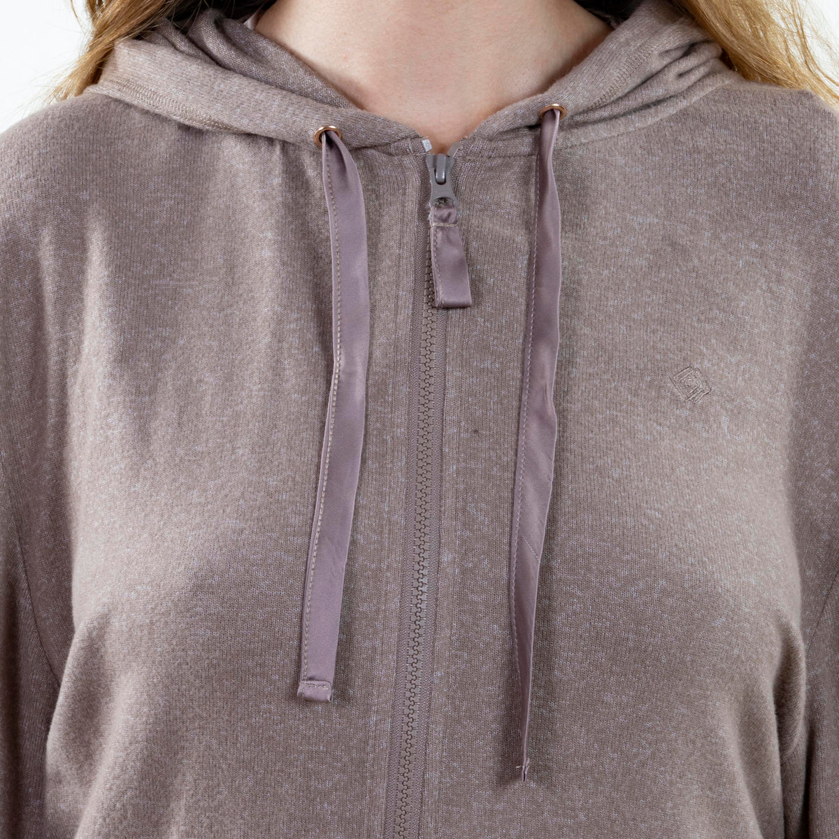 Sweat-shirt à capuche Femme Taupe chiné