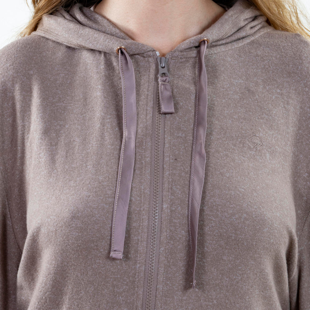 Sweat-shirt à capuche Femme Taupe chiné - Isotoner