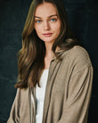 Sweat-shirt à capuche Femme Taupe chiné