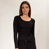 T-shirt col carré Femme Noir