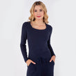 T-shirt col carré Femme Marine