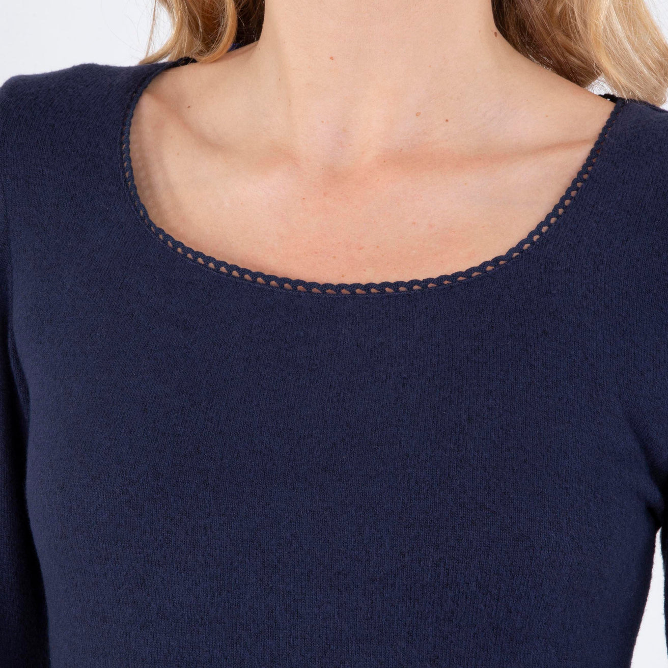 T-shirt col carré Femme Marine
