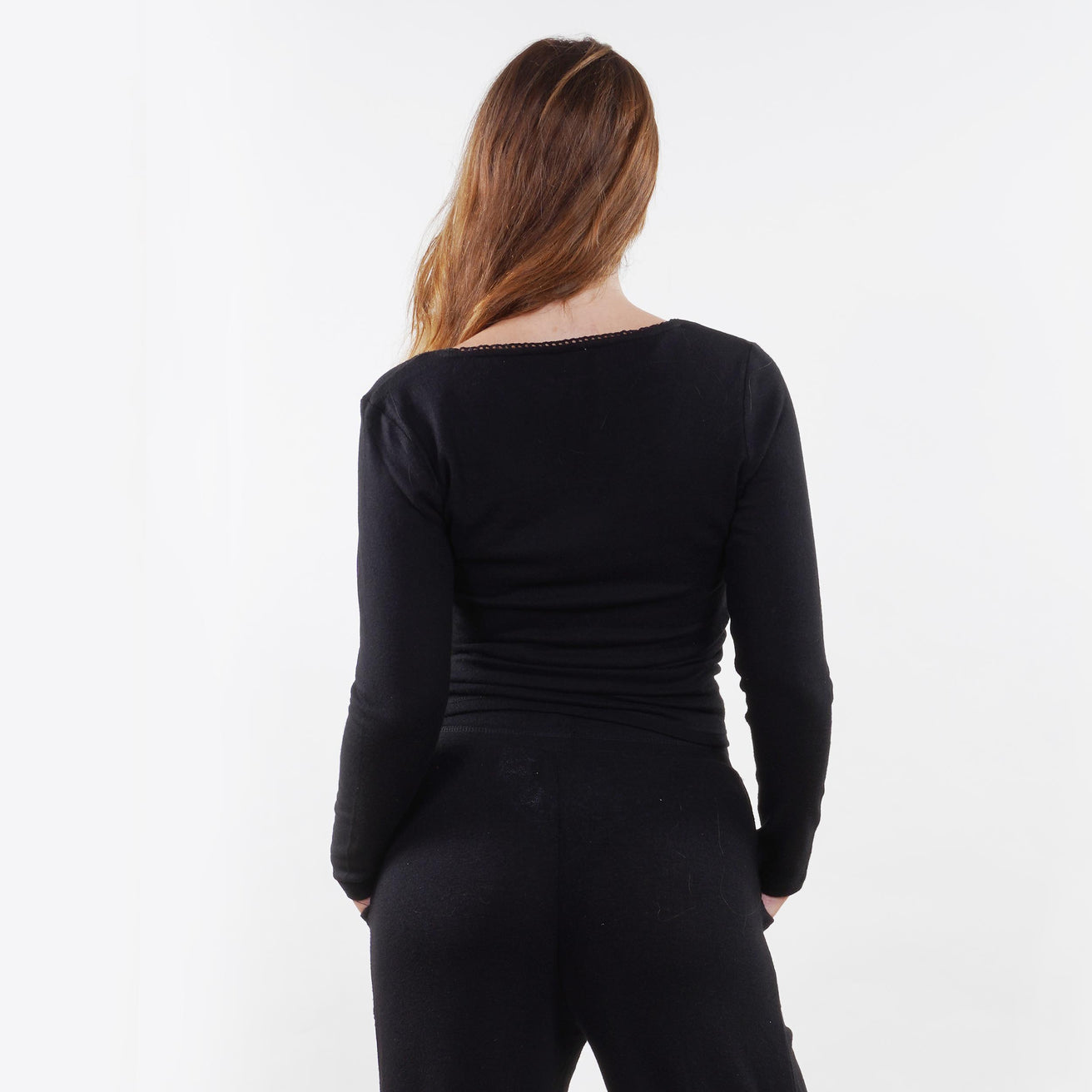 T-Shirt Femme col carré Noir
