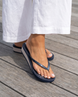 Tongs Femme imprimé floral talon Marine