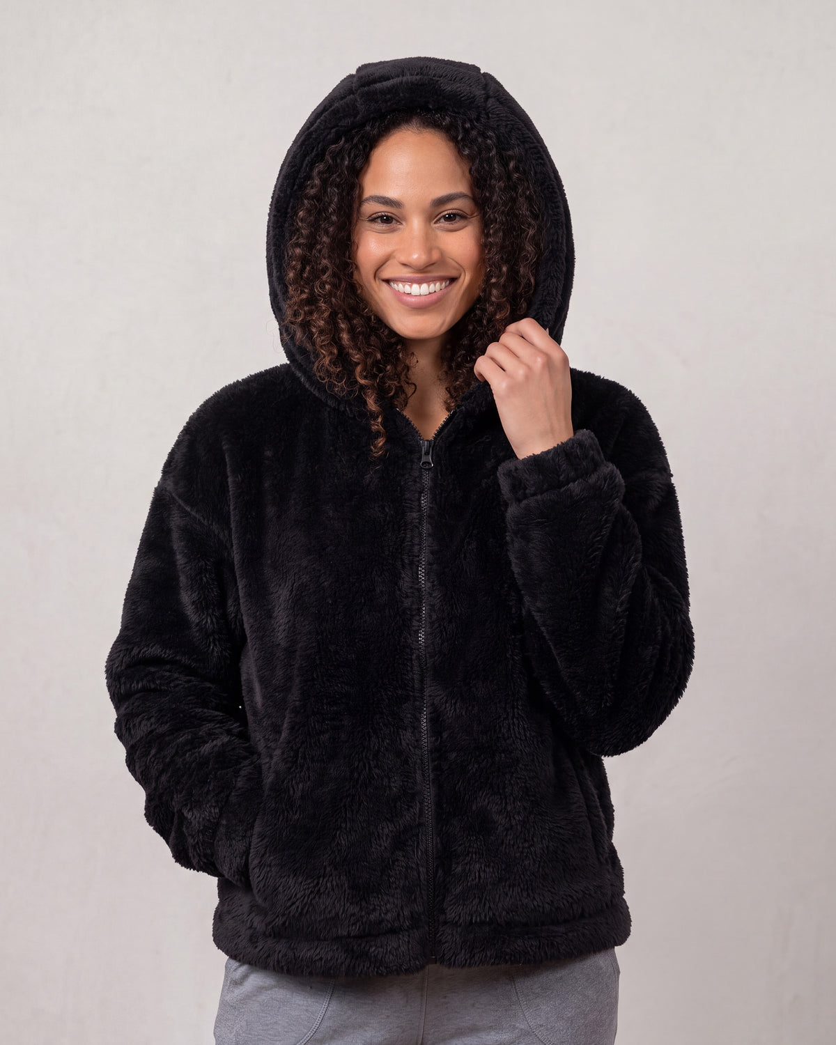 Veste imitation fourrure Femme Noir