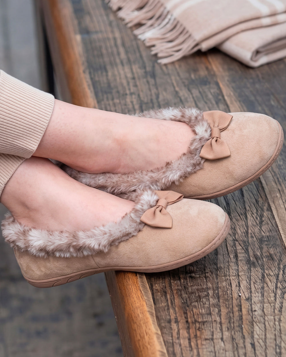 Chaussons ballerines recyclées Femme Camel - Isotoner