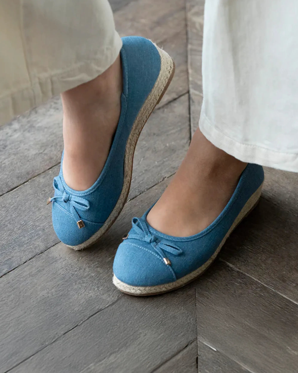 Ballerines Femme corde talon compensé Bleu - Isotoner