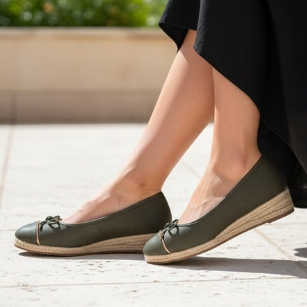 Ballerines Femme corde talon compensé Kaki - Isotoner