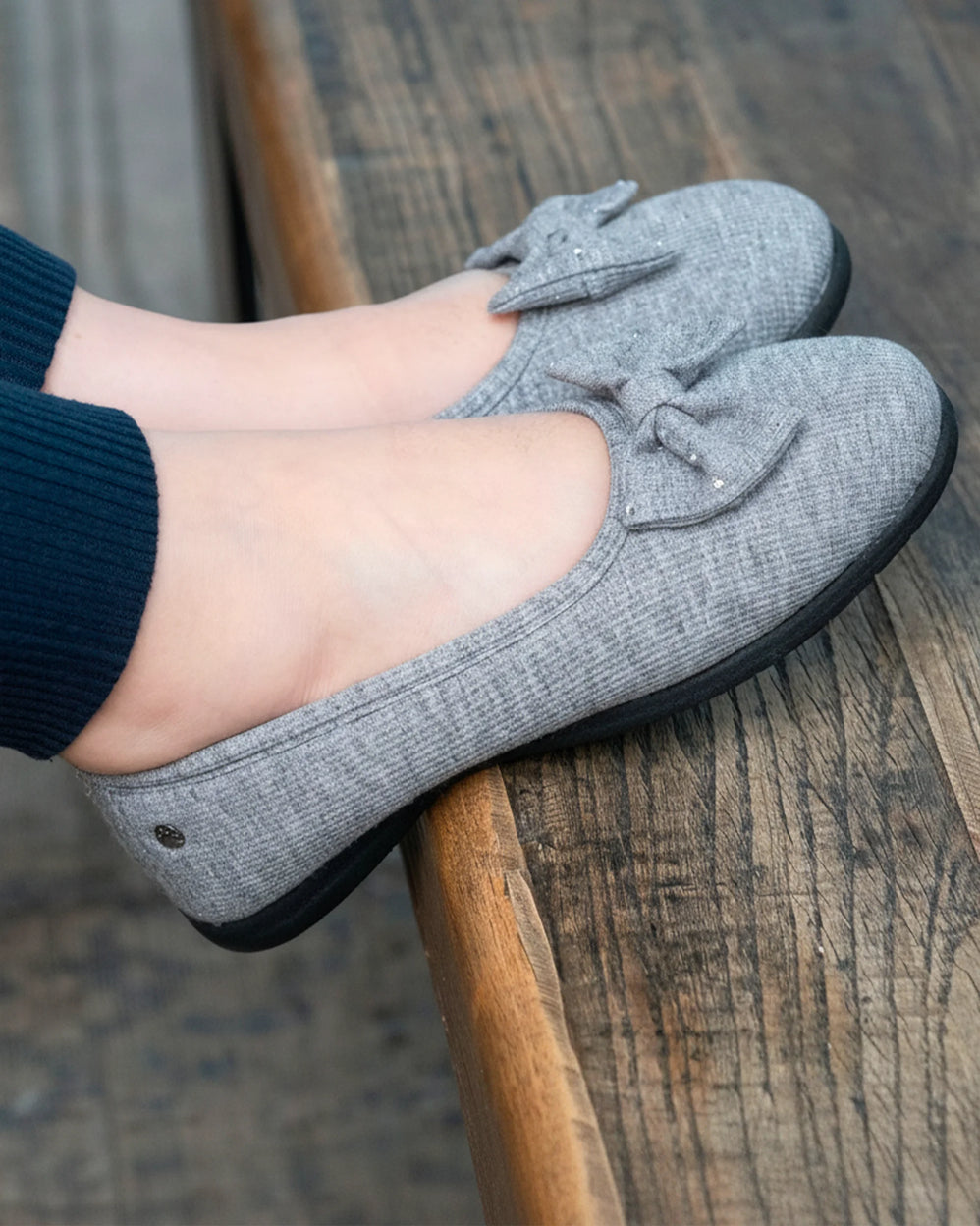 Chaussons ballerines Femme Gris nœud irisé - Isotoner
