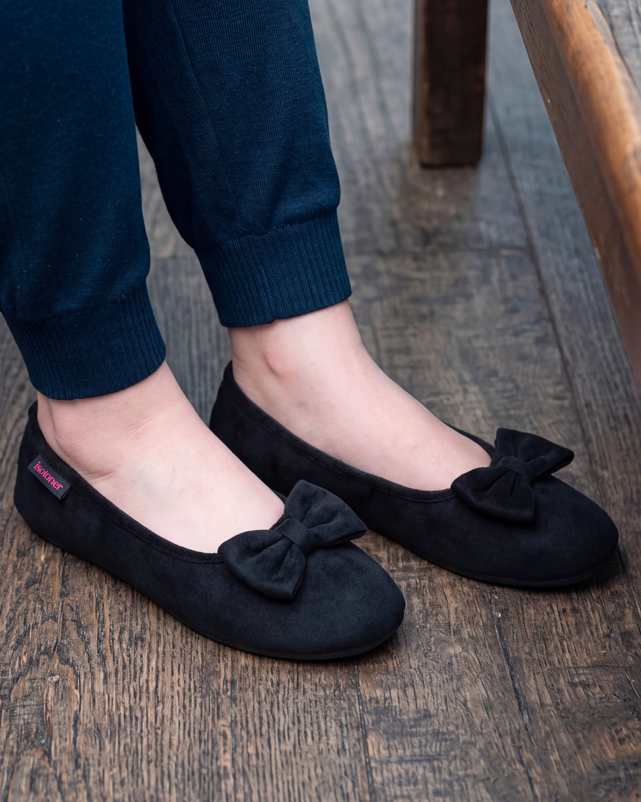 Chaussons ballerines Femme Noir rouges