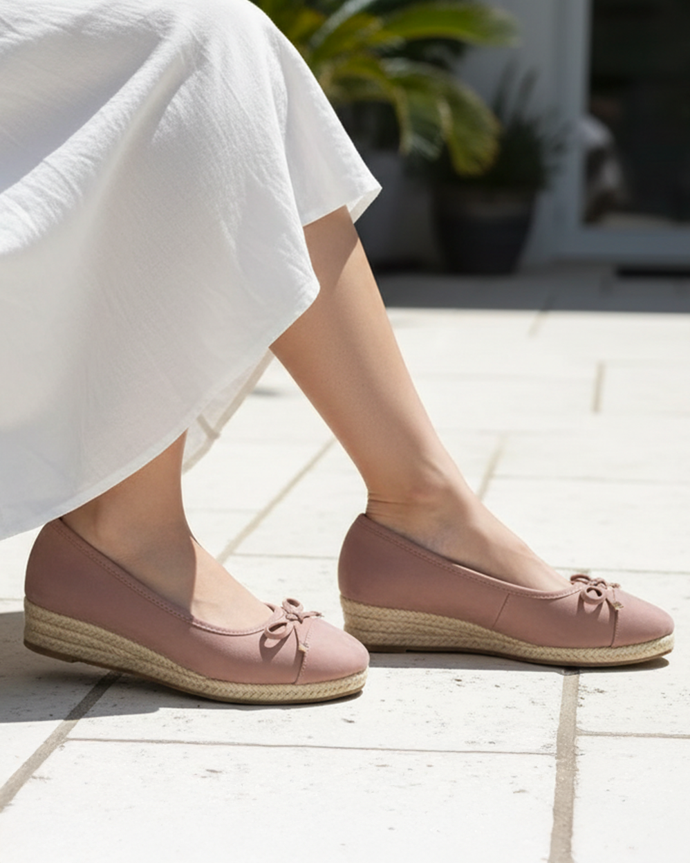 Ballerines Femme corde compensé Rose poudré - Isotoner