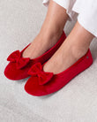 Chaussons ballerines Femme Grand Nœud Rouge