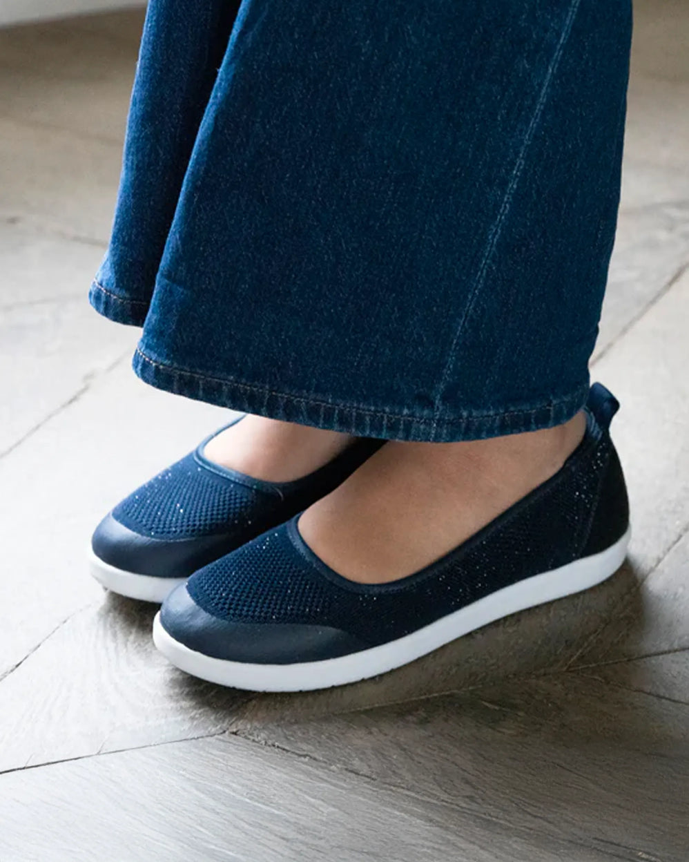 Ballerines Femme slip-on Marine lurex - Isotoner