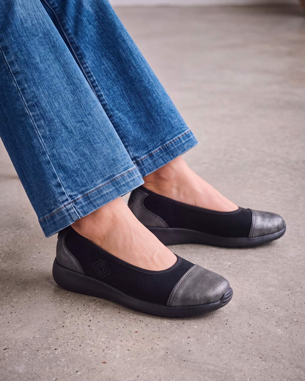 Ballerines Femme slip-on Noir/Gris - Isotoner