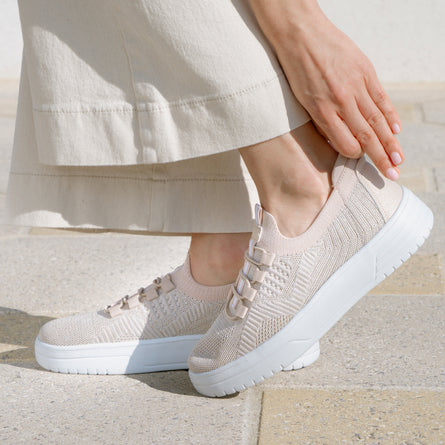 Baskets Femme slip-on talon plateforme Beige - Isotoner