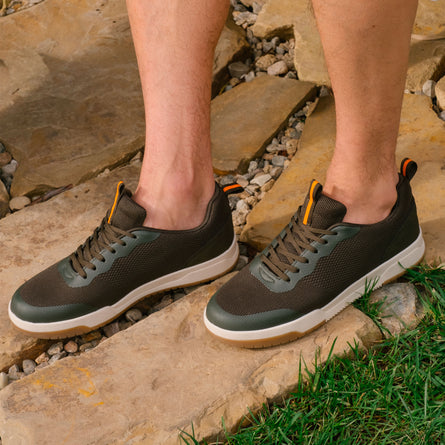 Baskets Homme à lacets Kaki - Isotoner