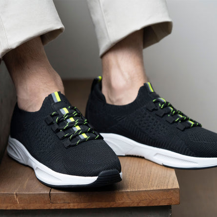 Basket Confort Homme slip-on lacets Noir/jaune - Isotoner