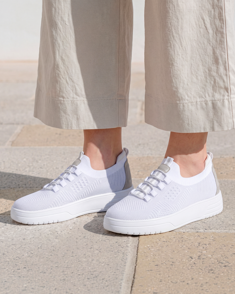 Baskets Femme slip-on talon plateforme Blanc - Isotoner