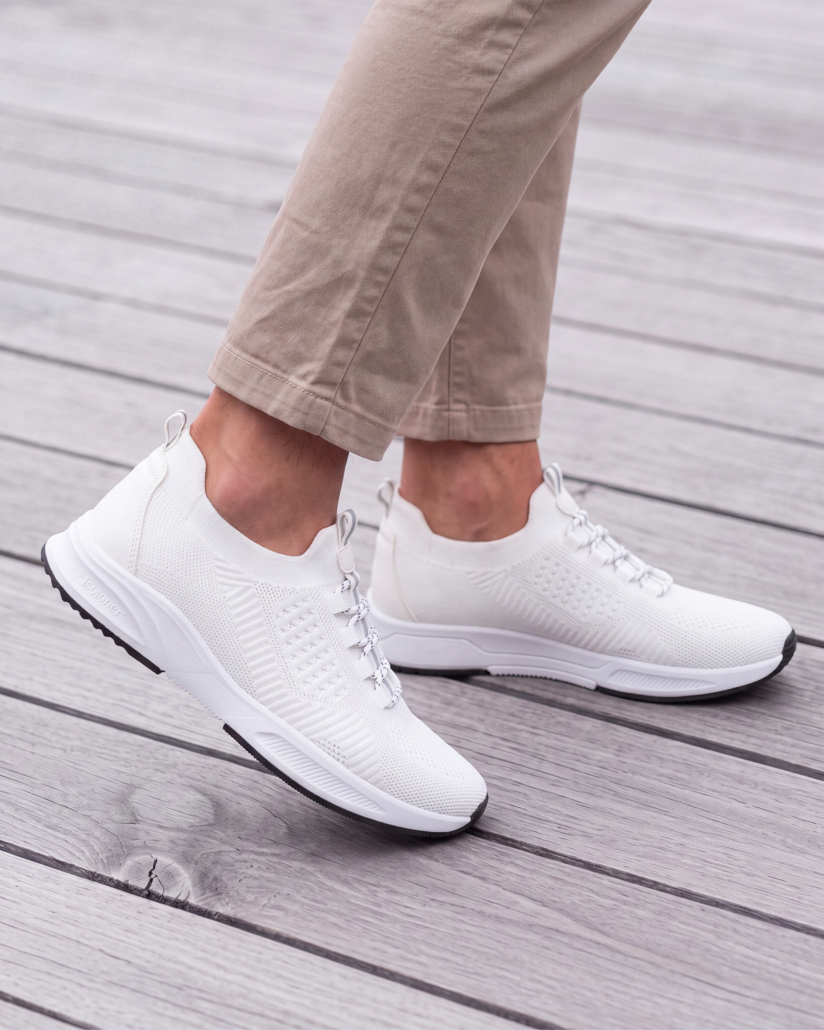 Basket Confort Homme slip-on lacets blanc