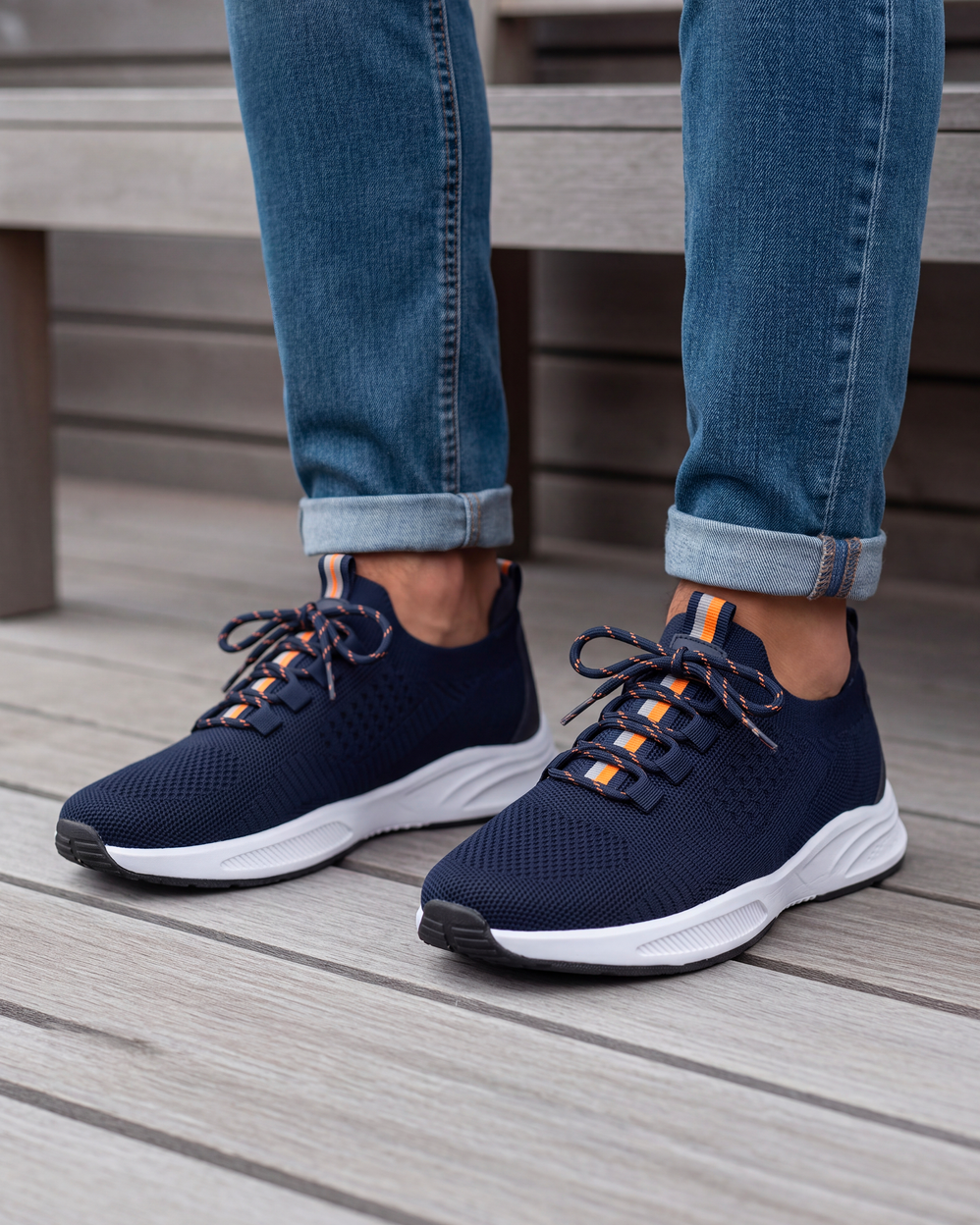 Basket Confort Homme slip-on Marine/Orange - Isotoner