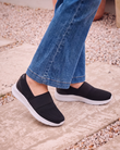 Baskets slippers Femme élastique Noir
