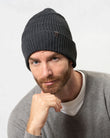 Bonnet Homme maille recyclée côtelée Gris
