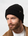 Bonnet Homme maille recyclée côtelée Noir