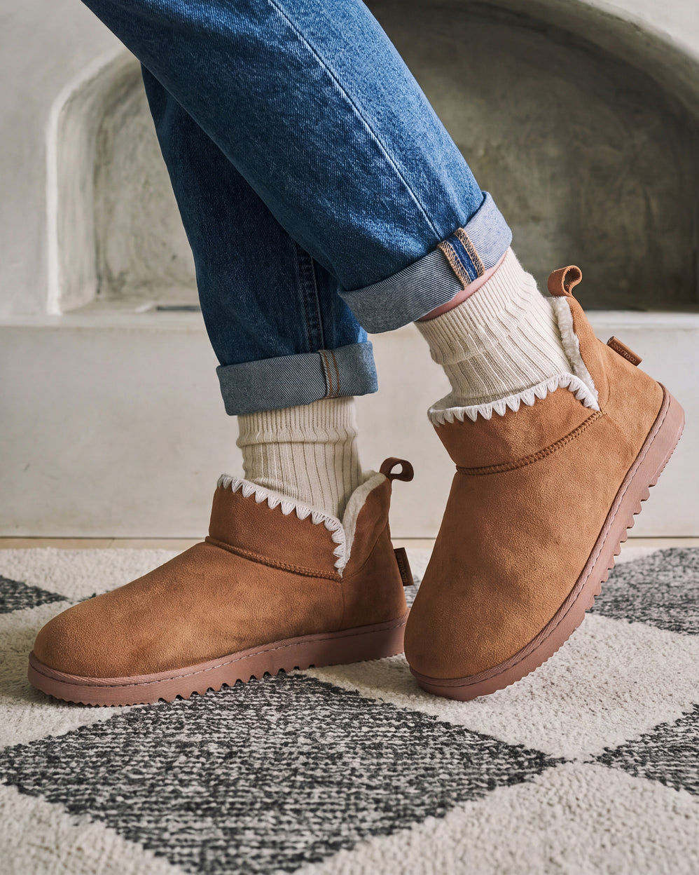 Chaussons Bottillons Femme Camel broderies - Isotoner