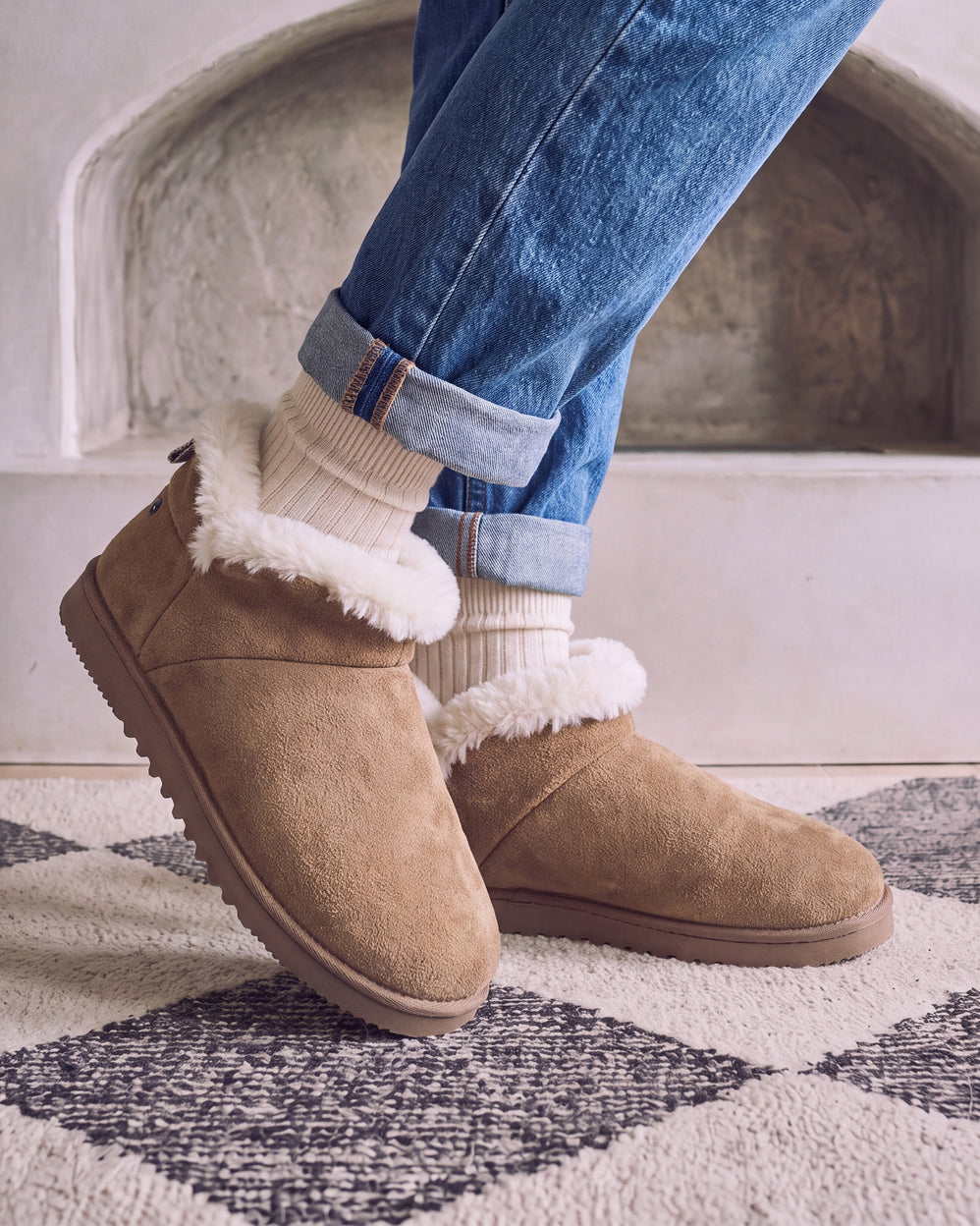 Chaussons Bottillons cuir Femme Camel - Isotoner