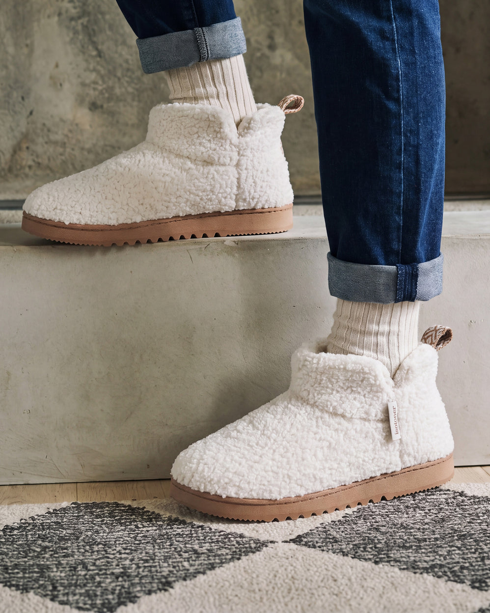 Chaussons Bottillons Femme Ivoire sherpa - Isotoner