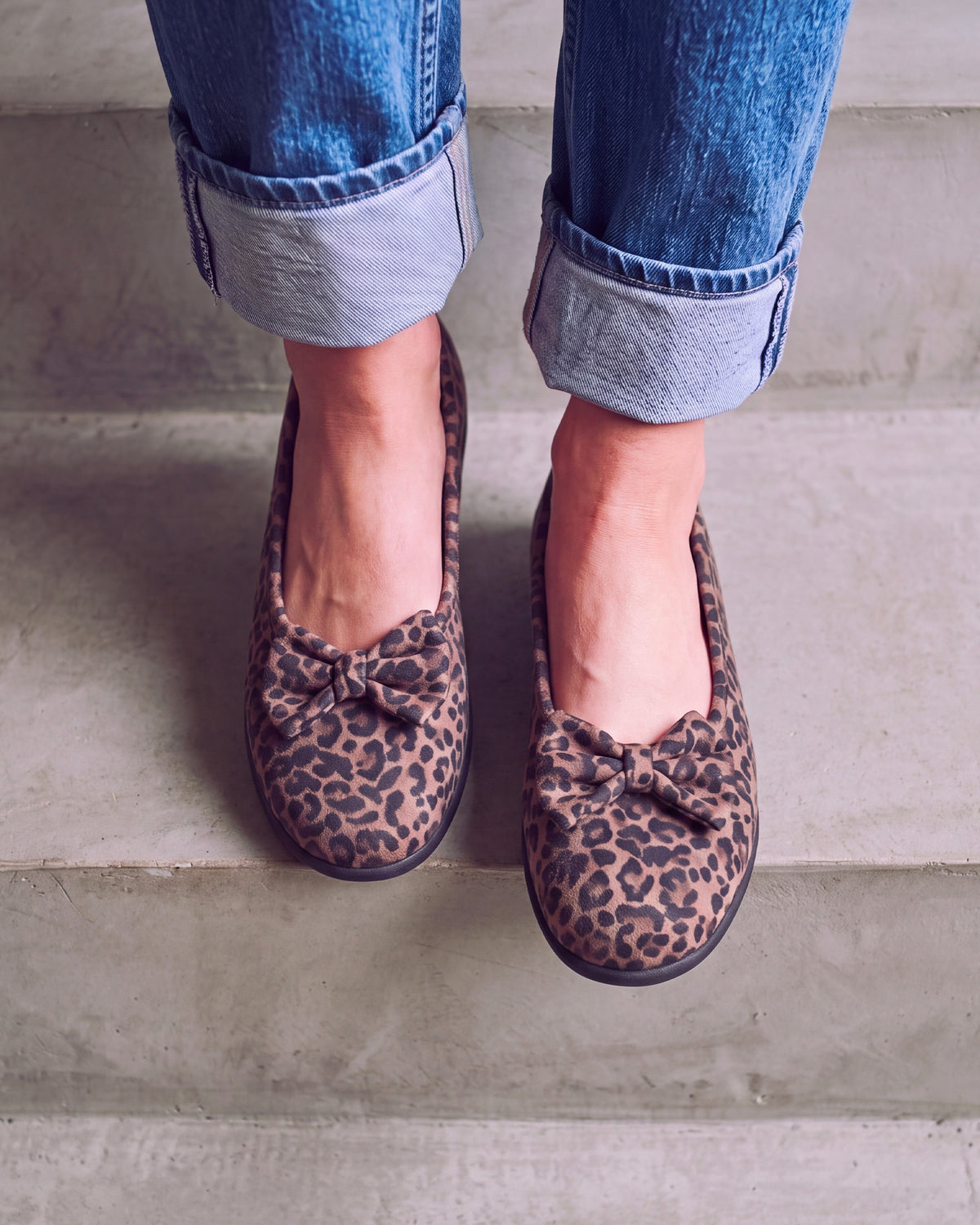 Chaussons Ballerines Femme Léopard foncé