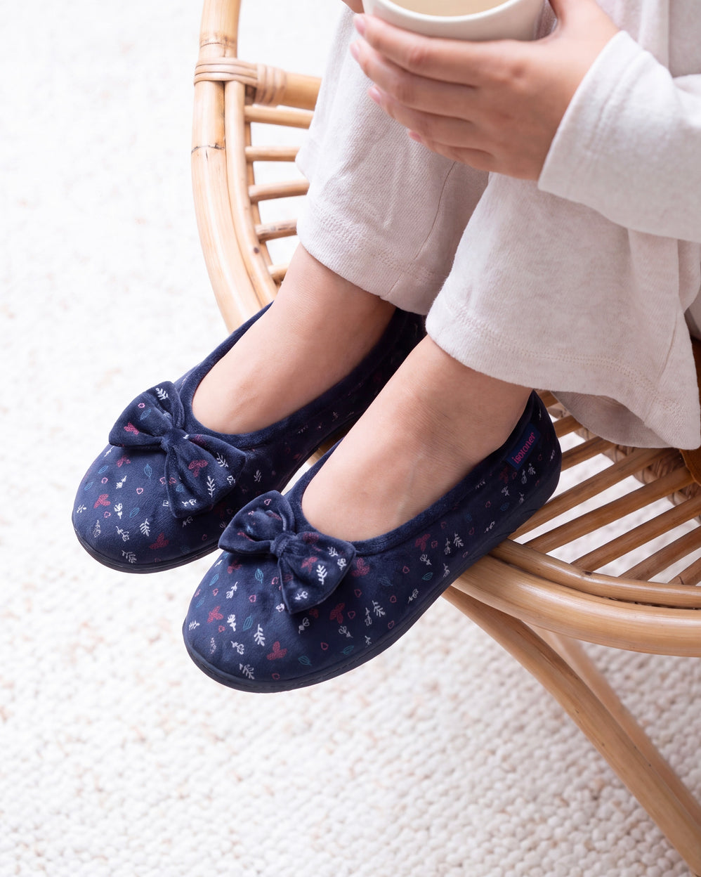 Chaussons ballerines Femme Marine - Isotoner