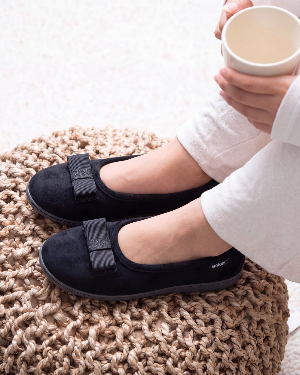 Chaussons ballerines Femme ergonomiques Noir - Isotoner